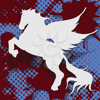 Royalty Free Clipart Image of a Winged Horse