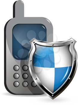 Royalty Free Clipart Image of a Phone and Shield
