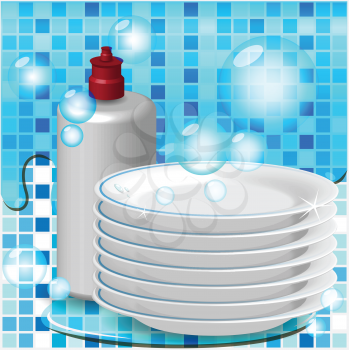 Royalty Free Clipart Image of a Stack of Dishes