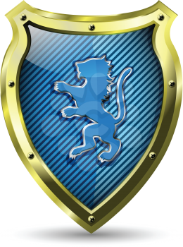 Royalty Free Clipart Image of a Shield with a Lion