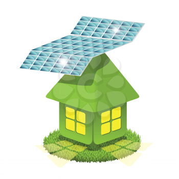 Royalty Free Clipart Image of a House With Solar