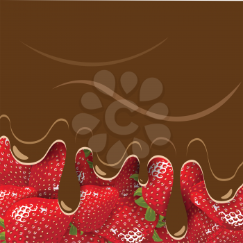 Royalty Free Clipart Image of a Chocolate Strawberries Background
