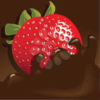 Royalty Free Clipart Image of a Chocolate Covered Strawberry