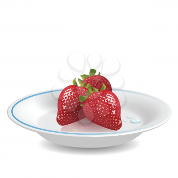 Royalty Free Clipart Image of a Plate of Strawberries