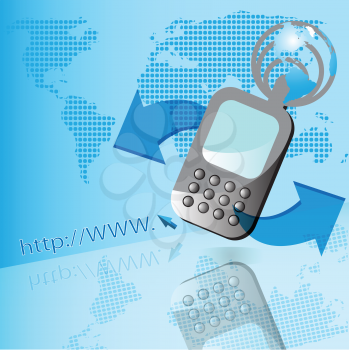 Royalty Free Clipart Image of a Cellphone and Map