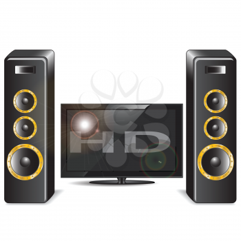 Royalty Free Clipart Image of a Television and Speakers