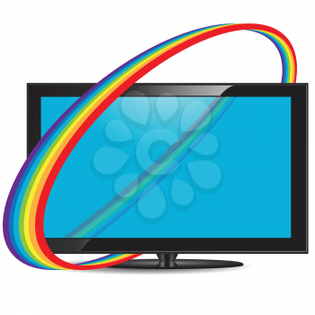 Royalty Free Clipart Image of a Television and Rainbow