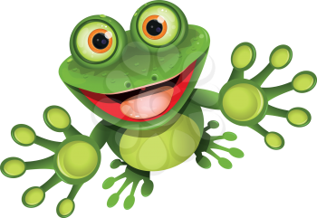 illustration, merry green frog with greater eye