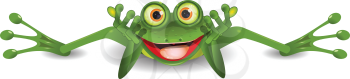 Royalty Free Clipart Image of a Green Frog on Its Stomach
