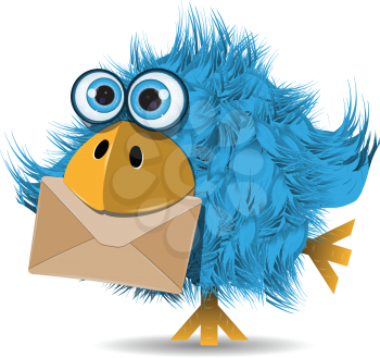 Royalty Free Clipart Image of a Funny Bird With an Envelope
