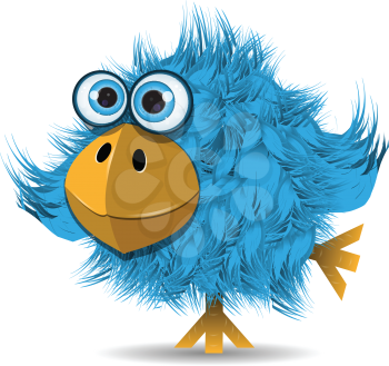 Royalty Free Clipart Image of a Funny Furry Bird