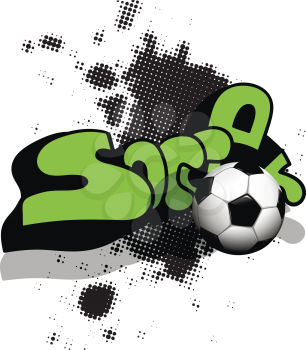 Illustration soccer ball on abstract black background
