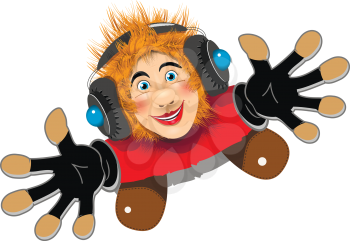 Illustration of a cartoon Cheerful Redhaired DJ