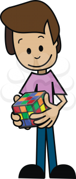 Illustration of a cartoon man with a puzzle