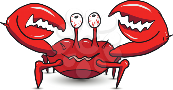 Illustration of a Happy Cartoon Red Crab