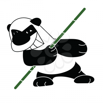 Stock Illustration Terrible Cartoon Panda on a White Background