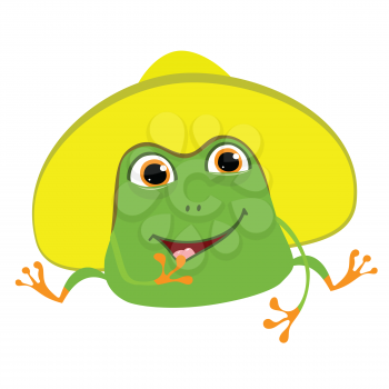Stock Illustration Cartoon Frog in Panama on a White Background