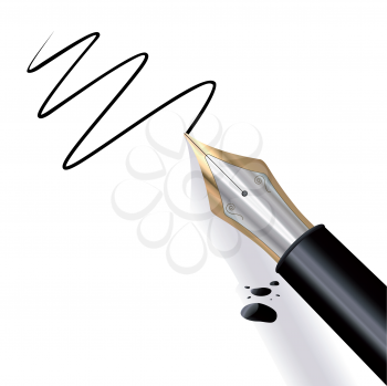 Royalty Free Clipart Image of a Fountain Pen and Black Ink