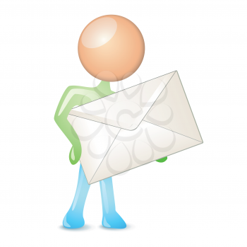 Royalty Free Clipart Image of a Person Holding an Envelope
