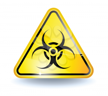 Biohazard sign with glossy yellow surface