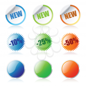 Royalty Free Clipart Image of Glossy Sales Stickers