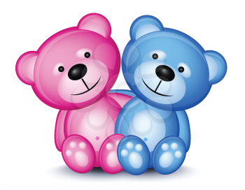 Royalty Free Clipart Image of Two Teddy Bears