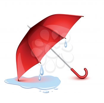 Royalty Free Clipart Image of a Wet Red Umbrella