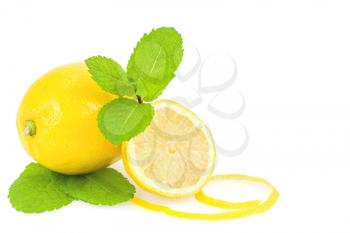 Lemons and mint over white