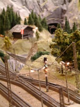 Small railway model in the countryside