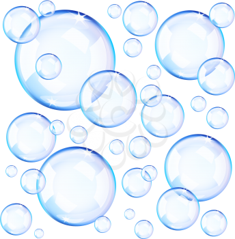 Royalty Free Clipart Image of Blue Soap Bubbles