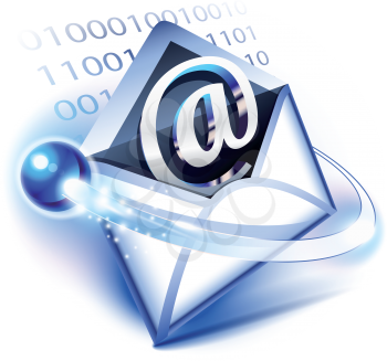 Royalty Free Clipart Image of an At Symbol in an Envelope