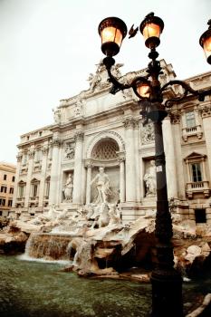 Trevi Fountain, baroque style, famous tourism attraction in Rome, Italy