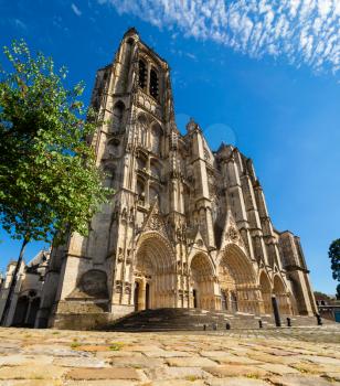 Cathedral from the ground in Bourges, Centre-Val de Loire, France