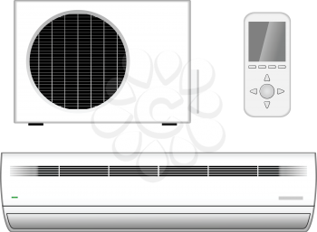 Royalty Free Clipart Image of an Air Conditioner and Remote