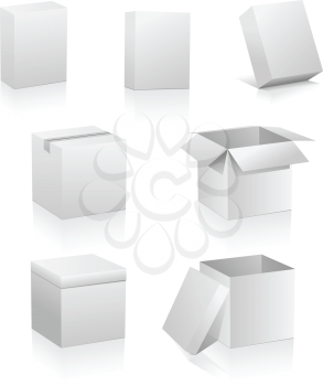 Royalty Free Clipart Image of a Bunch of Boxes