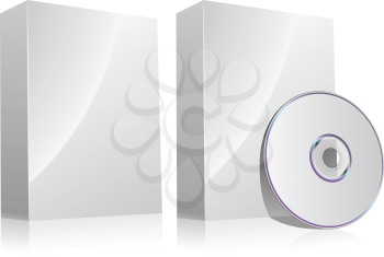 Royalty Free Clipart Image of a Blank Software Box and Disc
