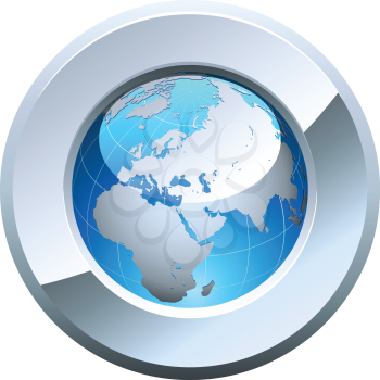 Royalty Free Clipart Image of a Globe Button