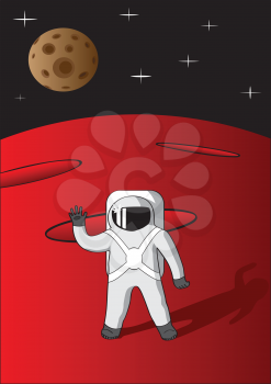 Royalty Free Clipart Image of an Astronaut on Mars