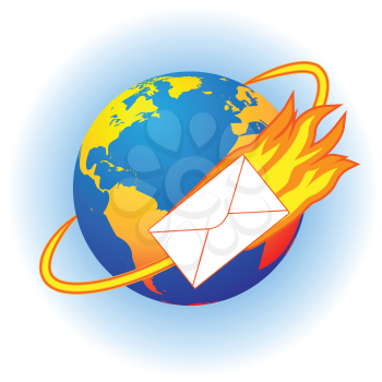 Royalty Free Clipart Image of a Global Express Mail Service Concept