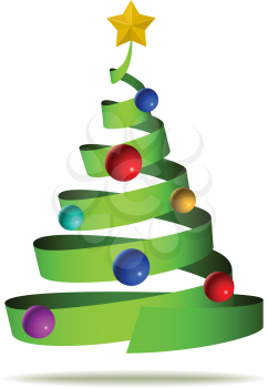 Royalty Free Clipart Image of a Ribbon Christmas Tree