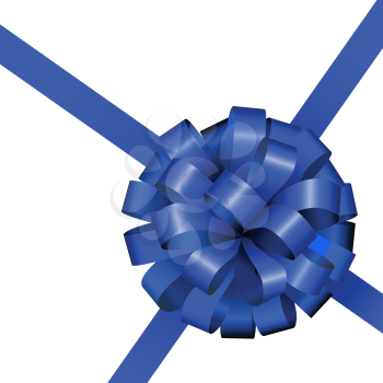 Royalty Free Clipart Image of a Blue Bow and Ribbons