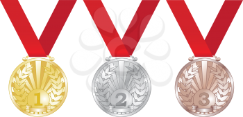 Royalty Free Clipart Image of Three Medals