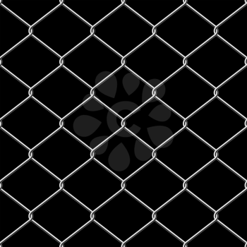 Realistic wire chainlink fence seamless vector texture with background.