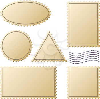 Postage stamps vector set isolated on white.