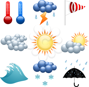Weather icons set  for forecast web pages. EPS10 file.