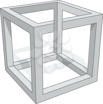 Cube optical illusion isolated on white background.