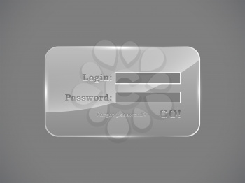 Glass website login glass form vector template on gray background. You can easily change background on yours.