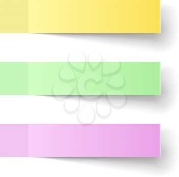 Color sticky notes vector template with shadow.