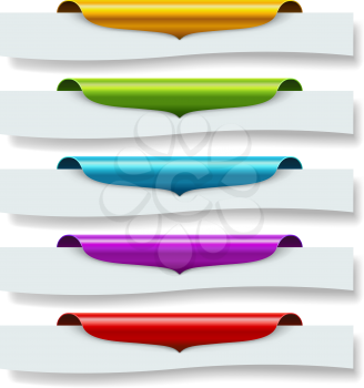 Colorful top page rolled down vector labels.