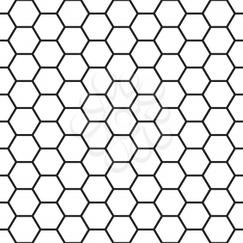 Black and white bee cells seamless vector pattern.
